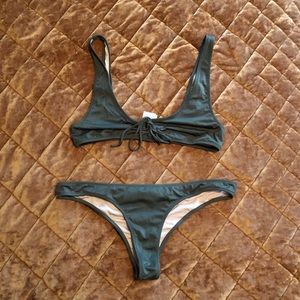 J Crew Playa bikini in hunter green. Nantucket